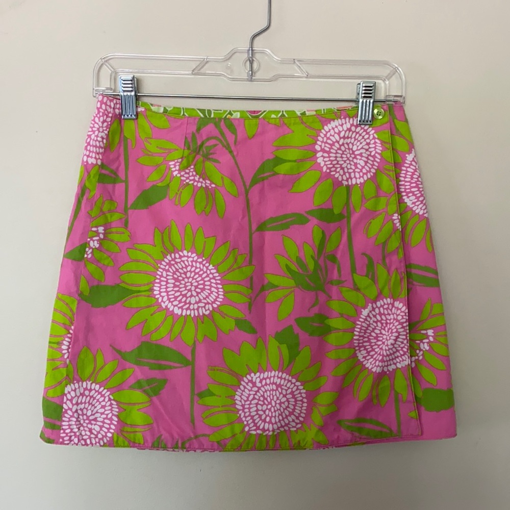 Lilly Pulitzer Skirt Pink & Green Cotton Girls 14 PERFECT CONDITION